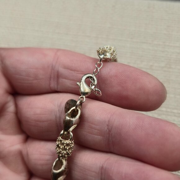 7.5 Inch Silver Plated Over Copper Fancy Link Chain Bracelet A6470 - Picture 4 of 6